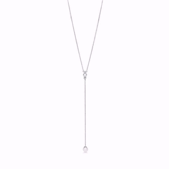 Seville rho. sølv halskæde perle og zirkonia 45cm