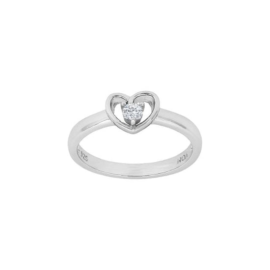 rho. sølvbørnering hjerte m/cz