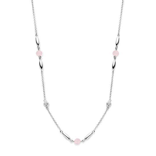 CORNELIA halskæde zirk. PINK MILKY sølv Spirit icons