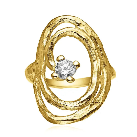 Rustik forgyldt sølvring Blicher Fuglsang