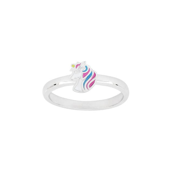 Rho sølvbørnering enhjørning m/emalje