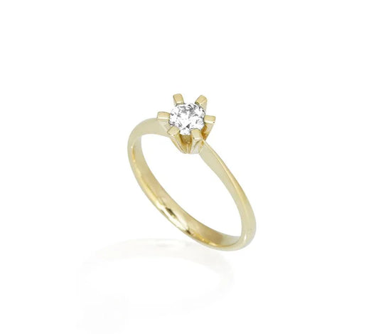 14kt Brillanz ring 0,35ct W-Tca/SI rødguld