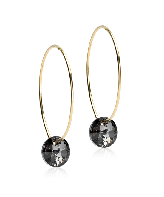 GT Ear Ring 25 mm, Round 8 mm, Black diamond Blomdahl