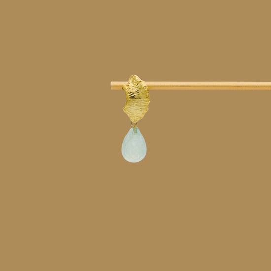 1 stk. fg. Leaf aqua chalcedon ørehænger - ONE OF A KIND