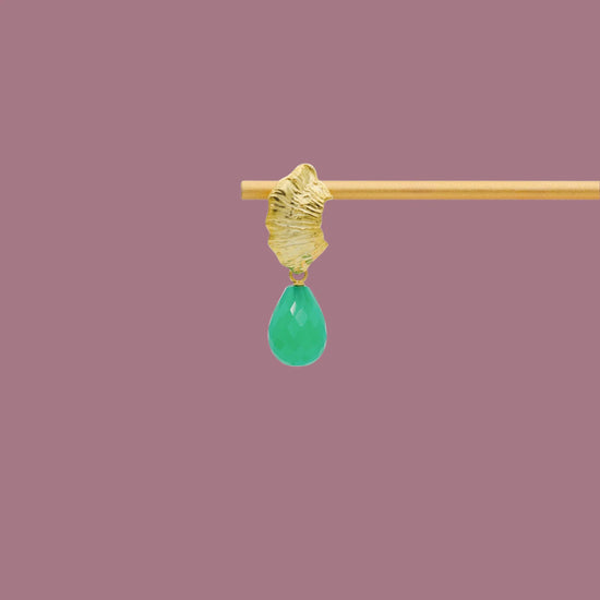 1 stk. fg. Leaf chrysopras grøn ørehænger - ONE OF A KIND