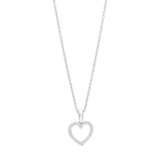 14kt. hvidguldshjerte m/dia. 0.09ct W/SI+sølvkæde Siersbøl