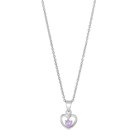 rho. sølvvedhæng hjerte m/lyserød cz inkl. kæde