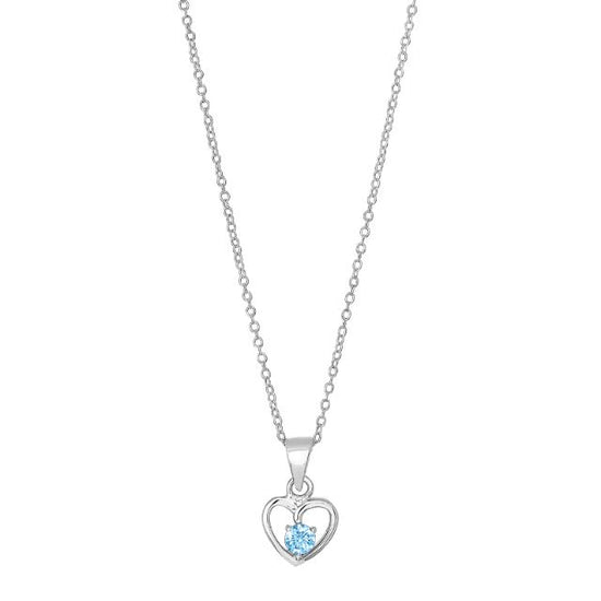 rho. sølvvedhæng hjerte m/lyseblå cz inkl. kæde