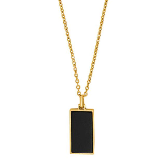 SON kæde stål IP gold med black agate