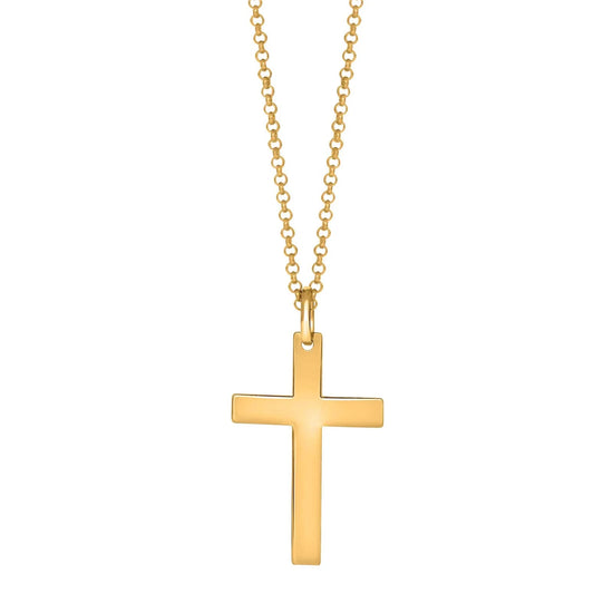 SON kæde stål IP gold med kors 55+5cm