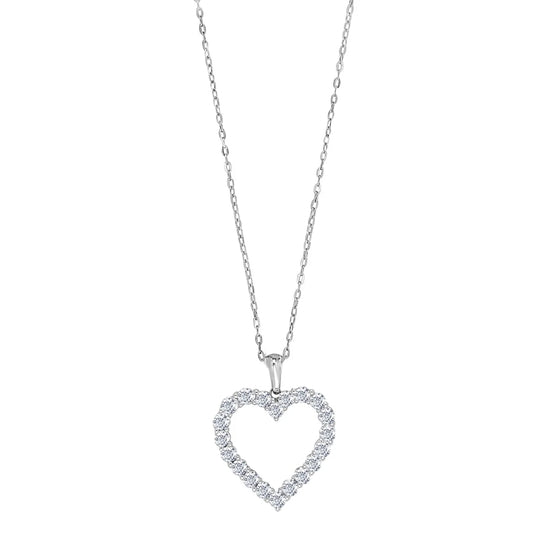 14K 0,95ct. Hjertevedhæng W/SI Hvidgulds halskæde Siersbøl