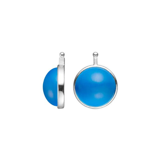 Cabochon Katteøje  blå 13mm rh. sølv - HEINZENDORFF