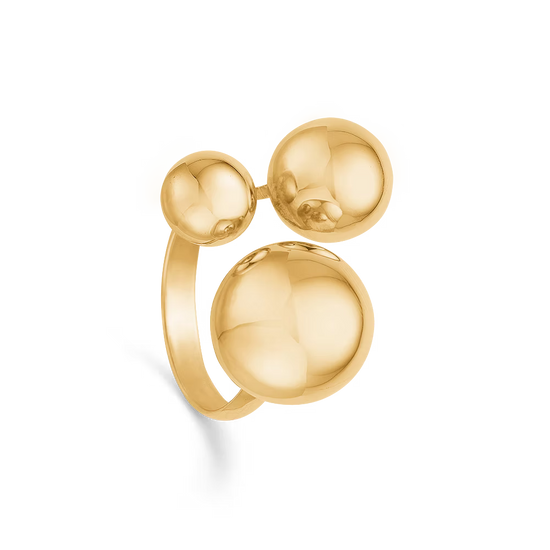 14K Guld Ring m.3 kugler - Randers Sølv
