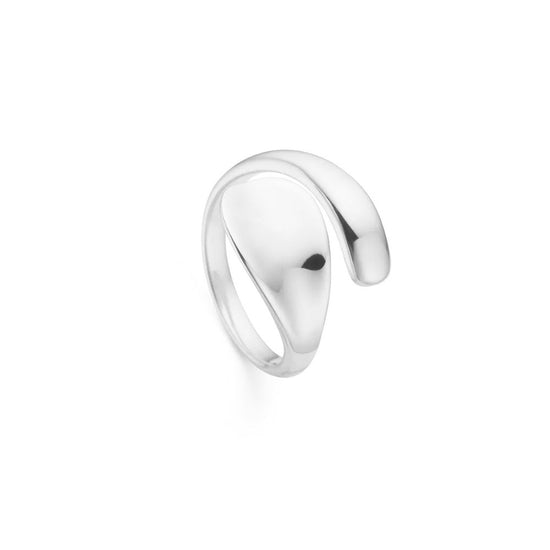 Slange ring m. bredt blad sølv - Randers Sølv