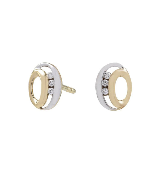 14kt. guldørestikker bicolor m/dia. 0.030ct. W/SI Siersbøl