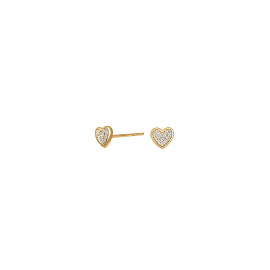 14kt. guld ørestik hjerte m. dia. 0.05ct W/SI