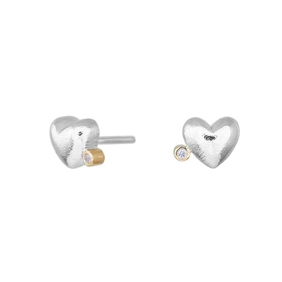 Shape Ørestik Sølv rho. Hjerte 14kt+0,03ct