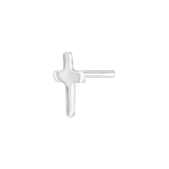 SON rhod. single sølvørestik kors 7mm