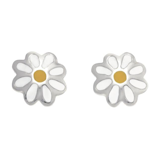 rho. sølvørestikker blomst m/hvid og gul emalje