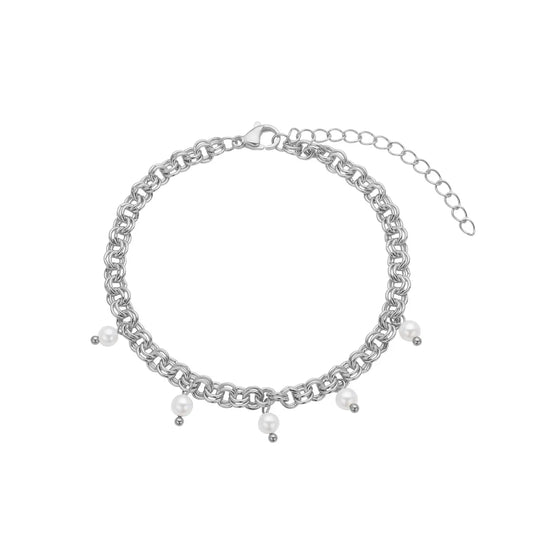 Armbånd i stål m/perler Blicher Fuglsang