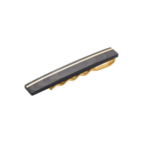 Rustfri stål slipseholder m. carbon IP Gold  NOA Herre