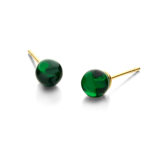 FIGARO ørestikker GREEN 6MM forgyldt sølv Spirit icons