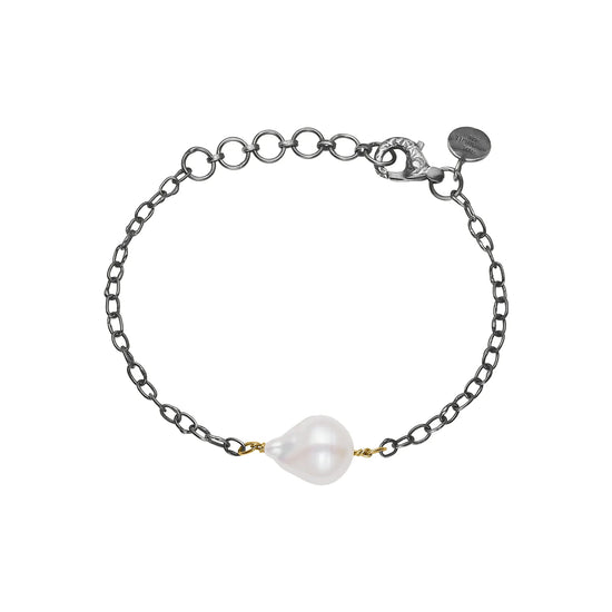 Serene ferskvandsperle sølv armbånd  17,5+3cm  - By Birdie