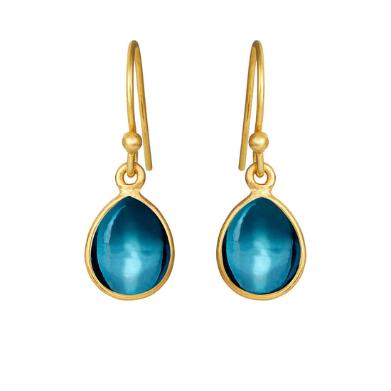 Ørehænger forgyldt m. London blue crystal