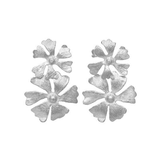 Ørestik sølv dobbelt blomst ca. 3 cm