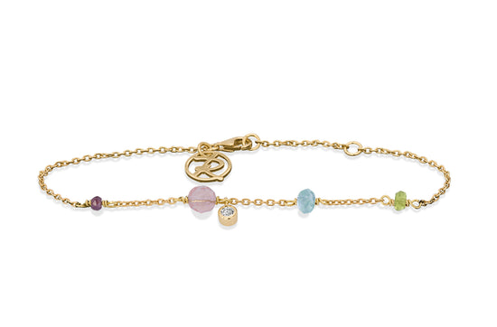 Fg. armbånd - rosa calcedon, peridot, apetite, iolit, zirkonia Rabinovich