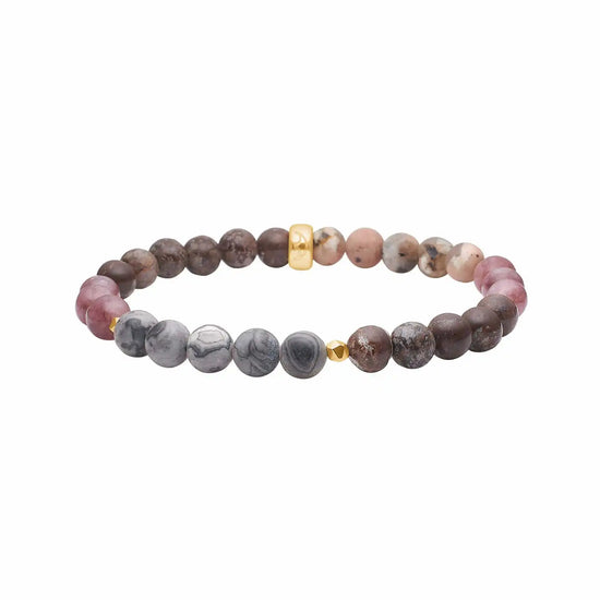 Jasper,spong quartz, snow flake jasper, forg. hematit armbånd 6mm  - HEINZENDORFF