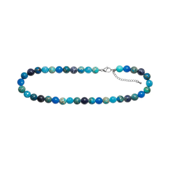 Halskæde Lapis, sponge quartz, blå agat, howlite, lapis lazuril 10mm - carabinlås 40+5cm HEINZENDORFF