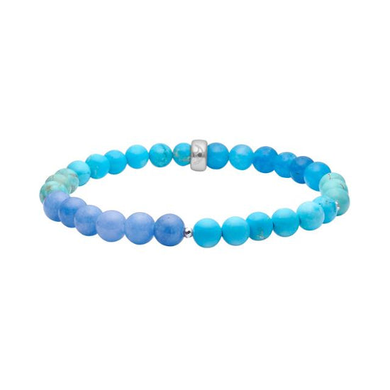 Blå spong quartz, Howlite, hematit 19 cm 6mm armbånd