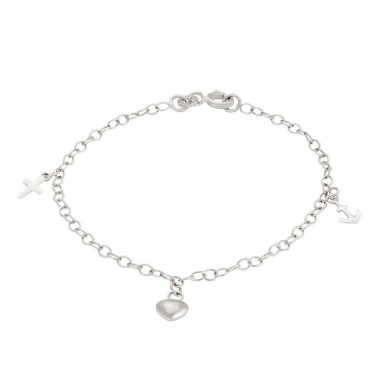 Rhd.sølv armbånd m tro,håb og kærlighed 15+2cm - NOA Kids Jewellery