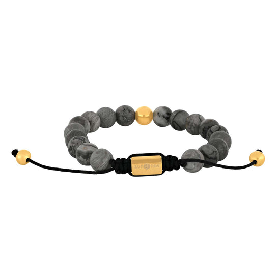 SON armbånd map stone 8mm IP gold 19-25cm