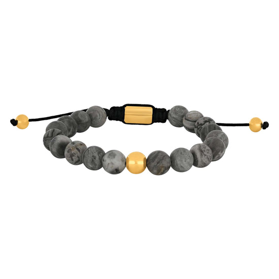 SON armbånd map stone 8mm IP gold 19-25cm