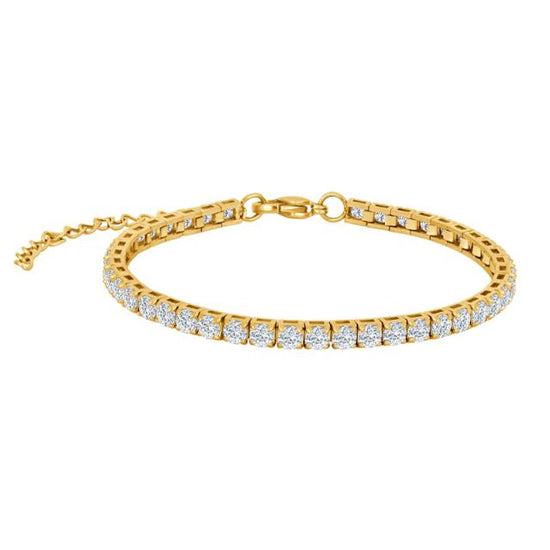 SON tennisarmbånd stål IP gold 17+5cm