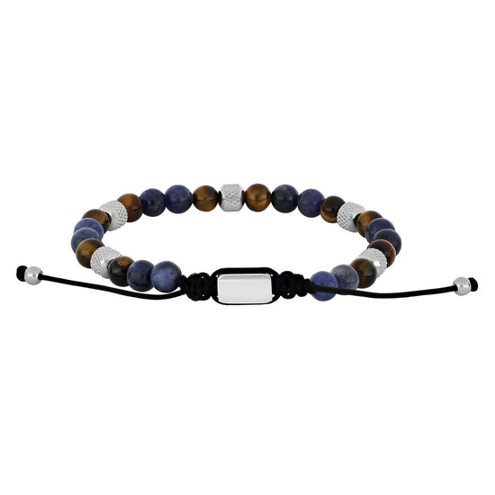 SON armbånd sodalite/yellow tiger eye og stål 6mm
