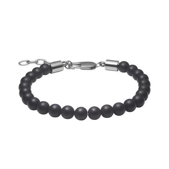 SON armbånd mat sort onyx 6mm, 19cm - 23cm