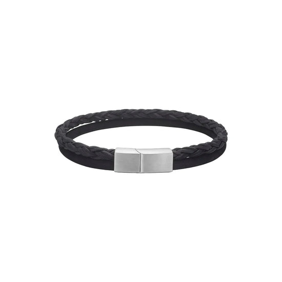 SON armbånd sort kalveskind rund flet/glat 8mm