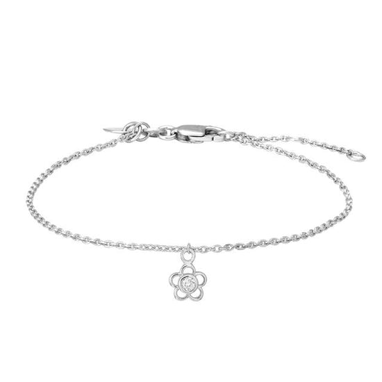 rho. sølvarmbånd blomst m/cz