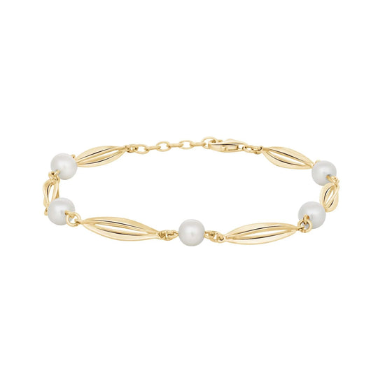 8kt. bur & perle (FVP) armbånd 18+2cm SIERSBØL