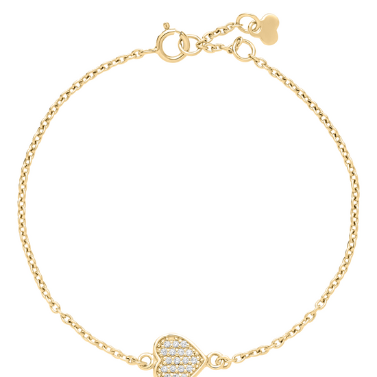 Fg. sølv Armbånd hjerte 8x8mm med zirkonia 16-17-18 cm Lund Copenhagen