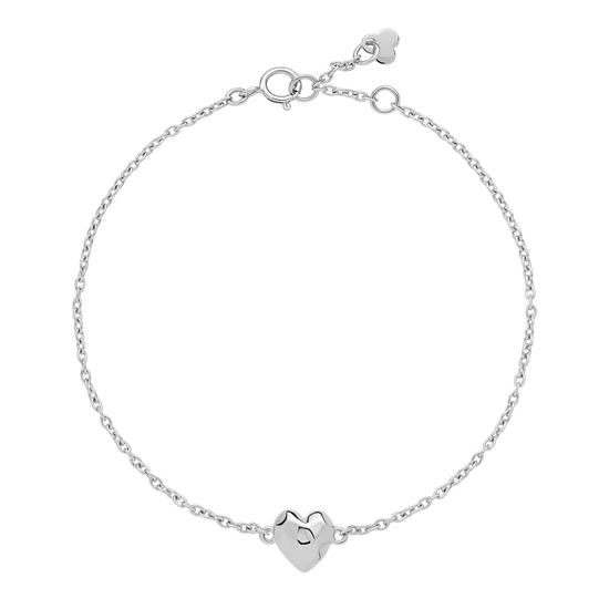 Sølv Armbånd hammerslået hjerte 8x7mm 16-17-18 cm Lund Copenhagen