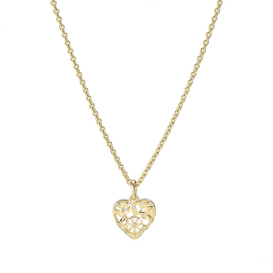 Marguerit hjerte collier 5mm forgyldt Lund
