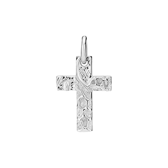 Vedhæng Kors rustikt 17x12mm sølv Lund Copenhagen