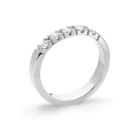 9Kt. Promise 5x0,02ct W-SI hvidguld alliancering kantet Nuran