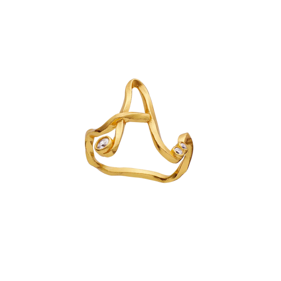 A Alphabet forgyldt Ring hvid Zirkonia Maanesten