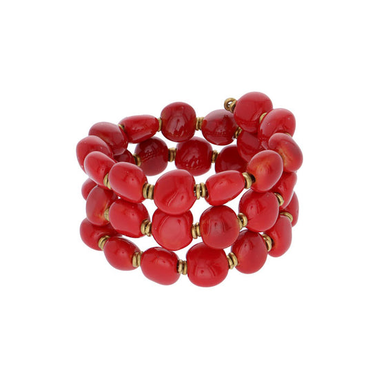 Bright red Tiny Smartie armbånd Kazuri