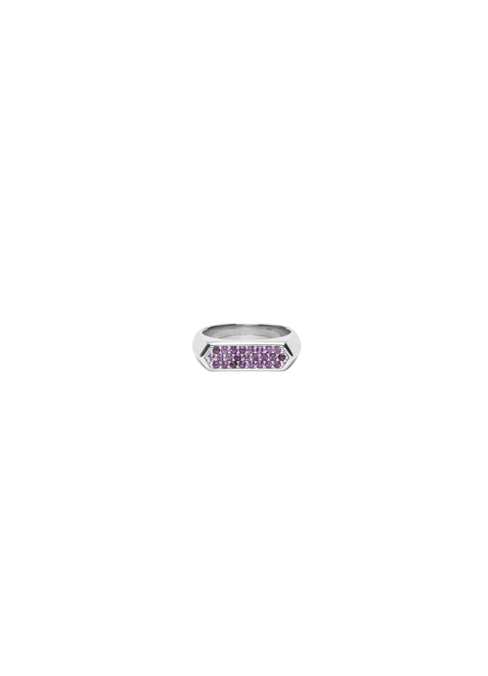 IX MINI HEXAGON RING PURPLE Sølv